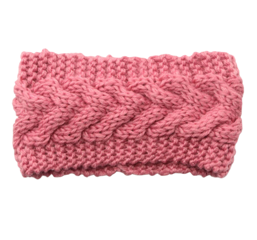 bandeau cheveux femme en laine rose